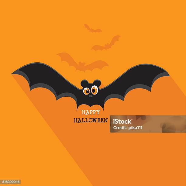 Happy Halloween Flying Bat Minimalistic Vector Illustration Stock Illustration - Download Image Now
