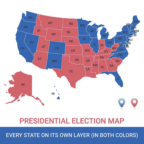 Vector illustration of Presidential Election USA Map
