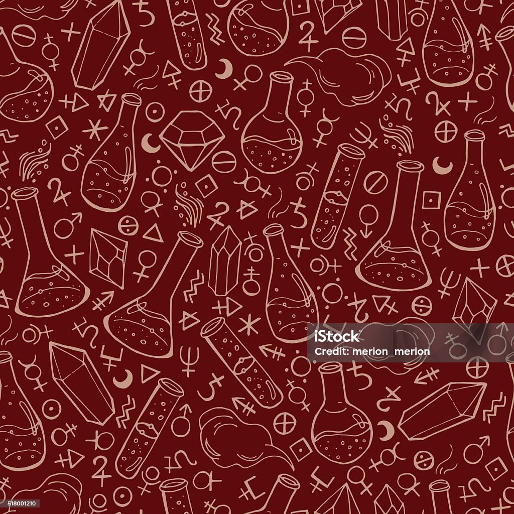 Alchemic Pattern Seamless Pattern With Flasks And Alchemy Symbols Stock Illustration ...