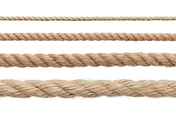 rope string collection of various ropes on white background. each one is shot separatelyclose up of a rope on white background string stock pictures, royalty-free photos & images