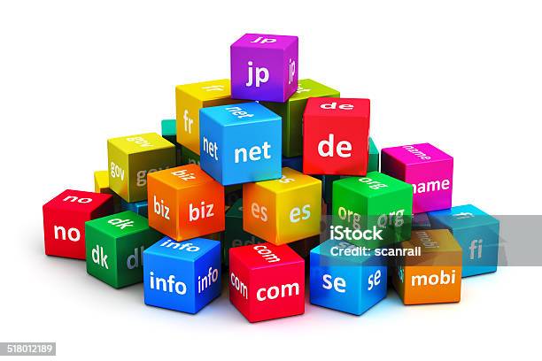Internet And Domain Names Concept Stock Photo - Download Image Now - Cube Shape, .com, .org