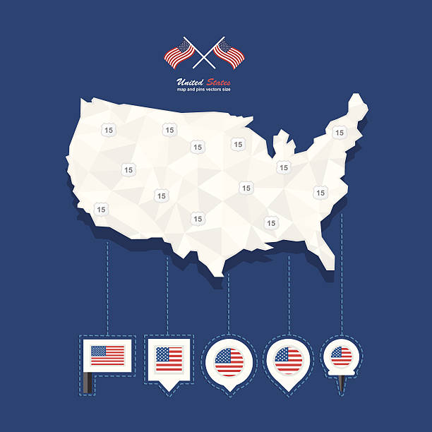 United States of America Mapa And Pins United States of America Mapa And Pins mapa stock illustrations