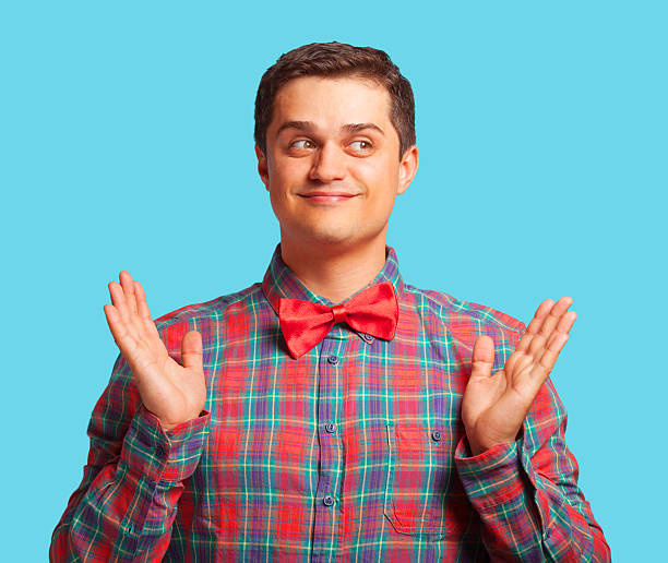 istock Casual man in shirt on blue background. 518014661