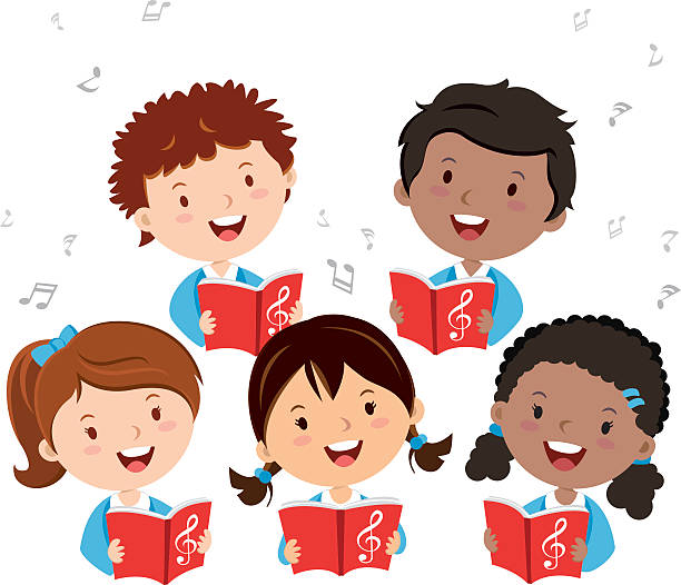 illustrazioni stock, clip art, cartoni animati e icone di tendenza di coro per bambini - singing