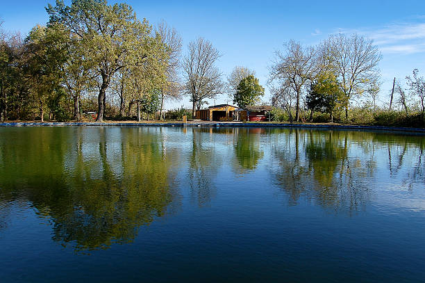 istock Village pool in late autumn 518015541