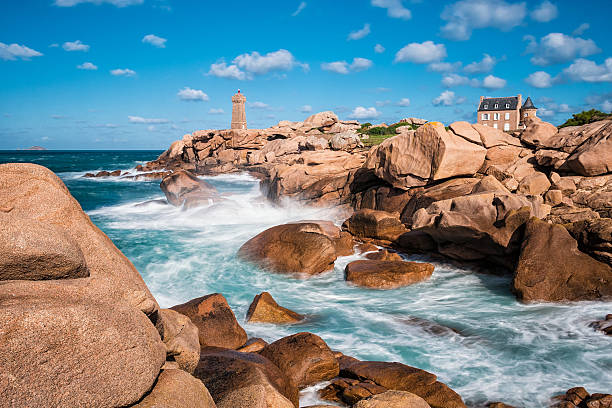 Atlantic Ocean coast in Brittany stock photo