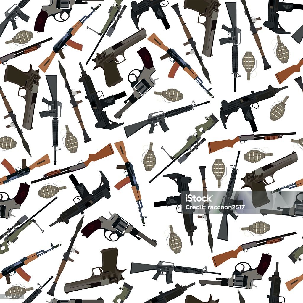 Grid Pattern Weapons Flat Seamless Pattern Weapons Stock Illustration - Download Image Now ...