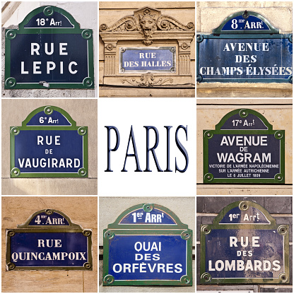 Collection of Paris streets signs