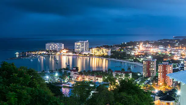 Evening view of Ocho Rios, Jamaica.