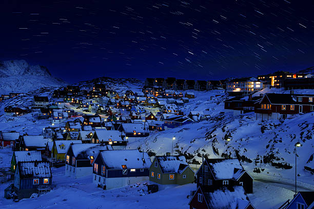 Nuuk Old Town Night with Star Trail