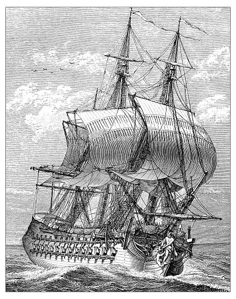 Antique illustration of ship Antique illustration of ship figurehead stock illustrations