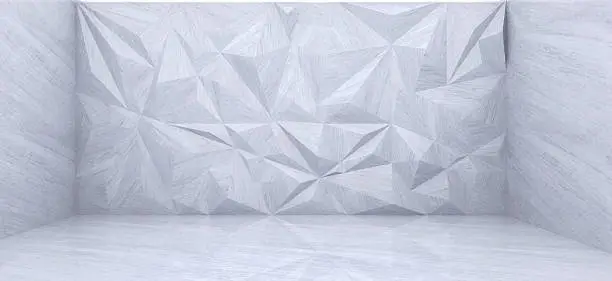 Photo of 3D rendering of marble polygon wall in marble room