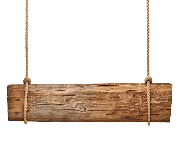 wooden sign background message rope chain hanging