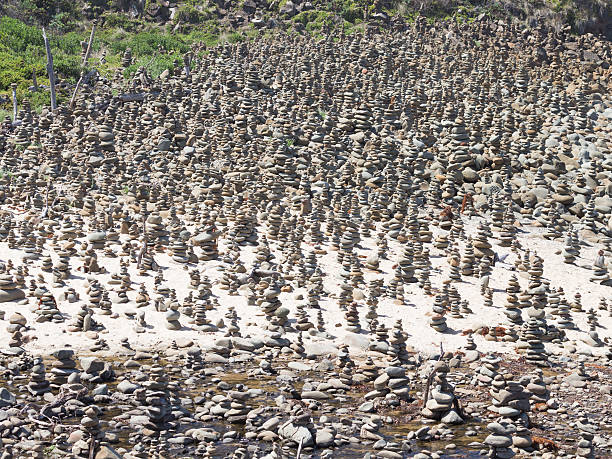 istock Pyramids of round stones, Australia 518022692