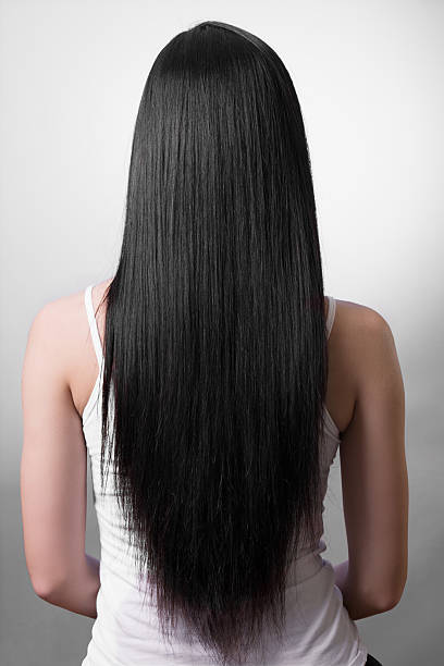długie proste czarne włosy - women long hair rear view beauty zdjęcia i obrazy z banku zdjęć
