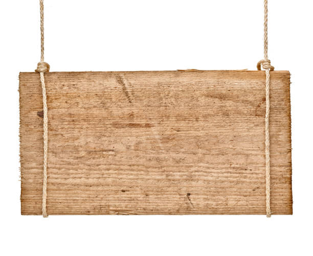 wooden sign background message rope chain hanging