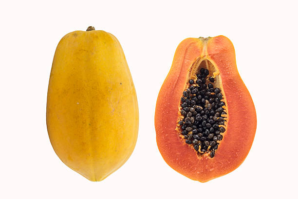 istock Sliced papaya isolated on white background 518023610