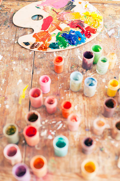 istock Artist equipment on table-vertical 518026192