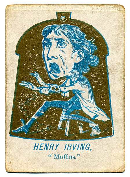 These playing cards show in caricature a well-known person from around 1880, the Victorian era in Great Britain. The characters who are lampooned and the dated style of the illustrations suggest that they were drawn in around 1880. In this case the character is the actor Henry Irving. He is sitting on a stool while exclaiming 'Muffins'. Henry Irving (1838 – 1905) was the premier actor of his day. He famously acted in a play called The Bells, in 1871. A burlesque of this was subtitled Mathias, the Muffin, the Mystery, the Maiden, and the Masher. This game is attributed to games manufacturer Multum In Parvo ('much in a small space'). The company formed in the 1890s at 144 Falkland Road, Hornsey, London, N8. In 1931 the company was liquidated following almost continuous financial difficulties throughout the 1920s.