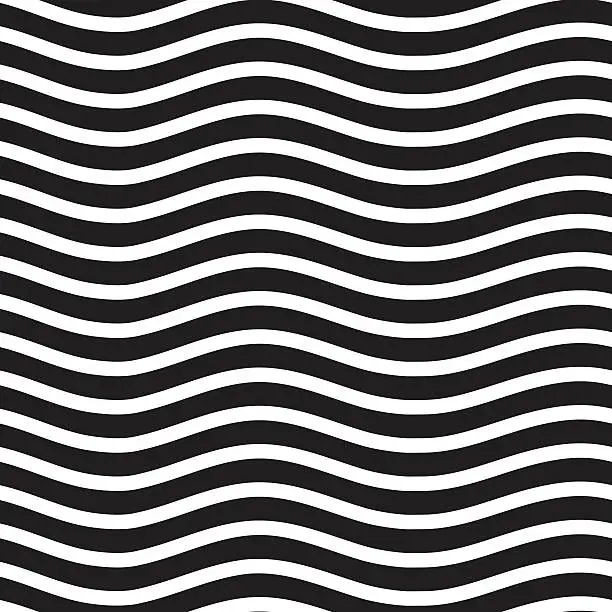 Vector illustration of Universal seamless linear striped wave abstract pattern in black