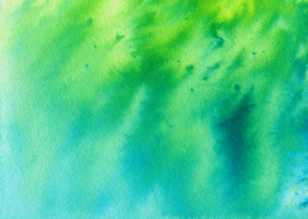 istock Hand painted blue and green textured background 518033600