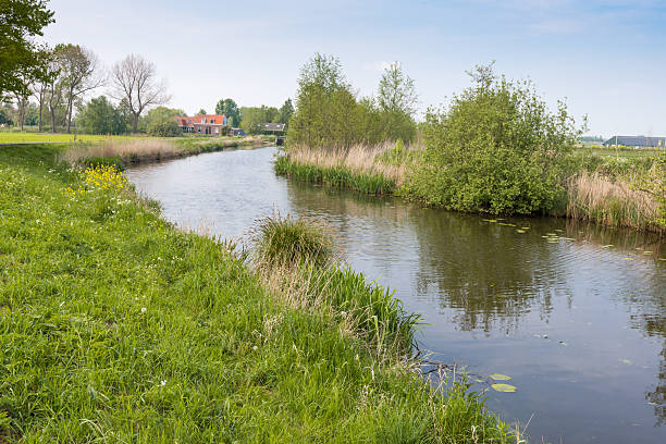 istock Curved stream in a polder landscape in springtime 518037489