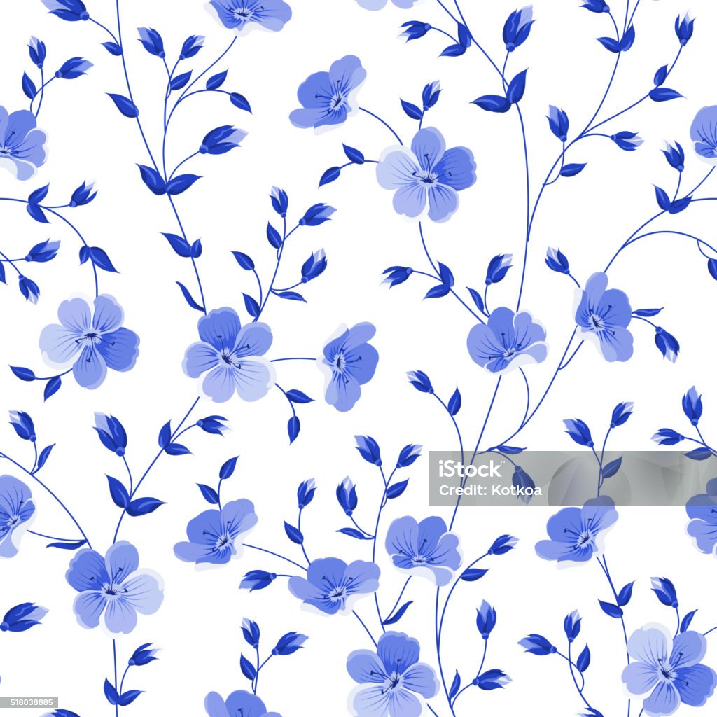 Seamless flowers pattern. Seamless flowers pattern isolated on white background. Vector illustration. Art stock vector
