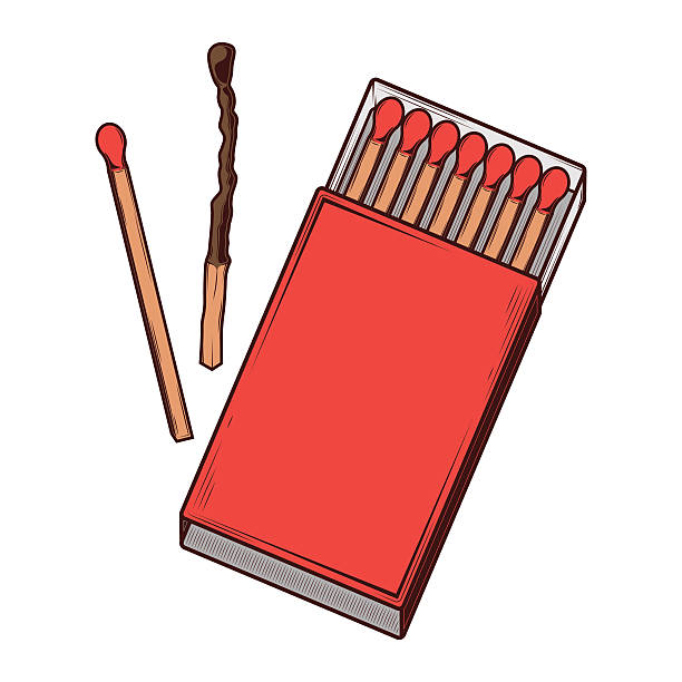 Red Matchbox Top view red matchbox isolated on a white background. Color line art. Retro design. Vector illustration. vintage matchbox stock illustrations