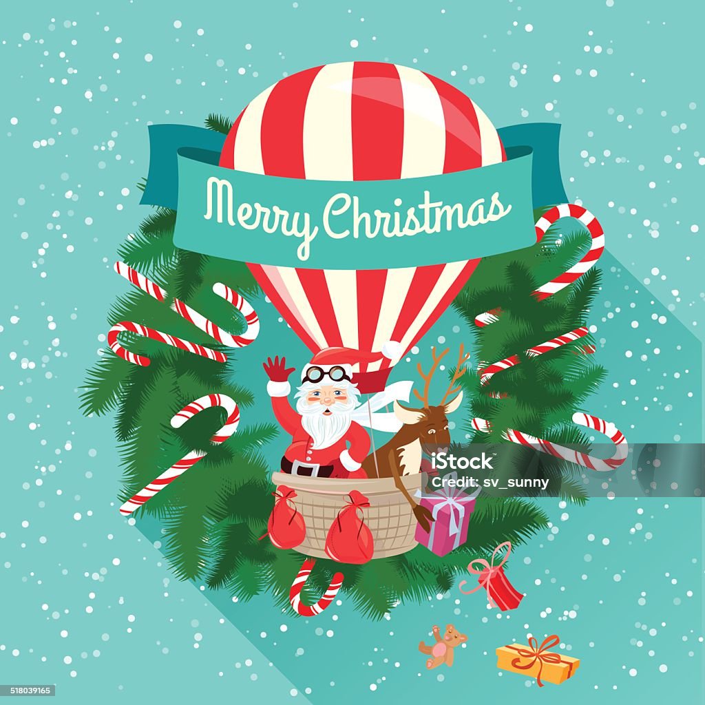Vetores de Cartão De Saudação De Natal Festivo De Natal Com Papai Noel E  Seus e mais imagens de Papai Noel - iStock