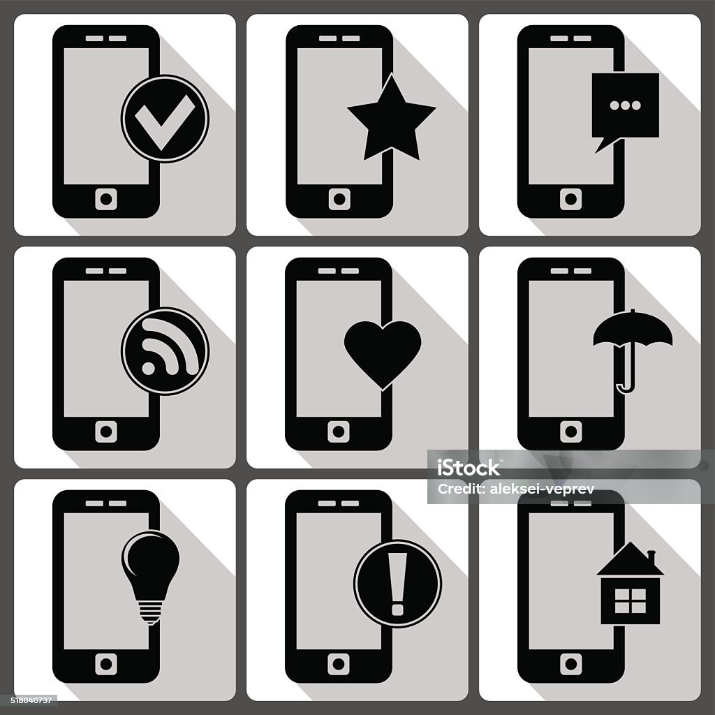 Basic icons set Basic icons set. Apps .Smartphone sign icon. Vector Illustration Alphabet stock vector