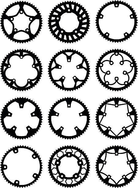 wektor chainrings pack - bicycle gear bicycle gear mtb stock illustrations