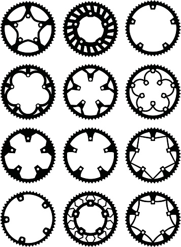 Vector pack of bike chainrings and rear sprocket 