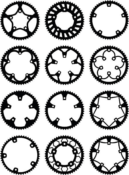 Vector chainrings pack Vector pack of bike chainrings and rear sprocket  chainring stock illustrations