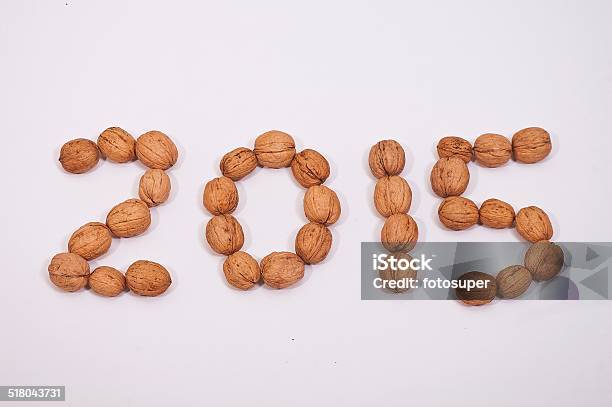 Writing 2015 With Hazelnuts Stock Photo - Download Image Now - 2015, Agriculture, At The Edge Of