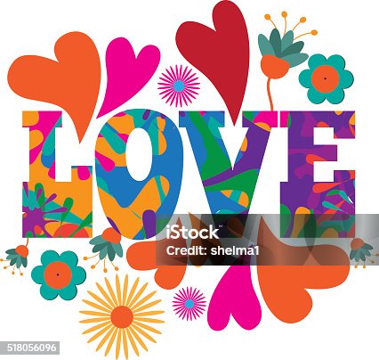 istock Sixties style mod pop art Love text design. 518056096