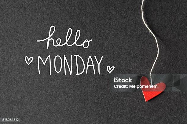 Hello Monday Message With Paper Hearts Stock Photo - Download Image Now - Monday, Motivation, Heart Shape