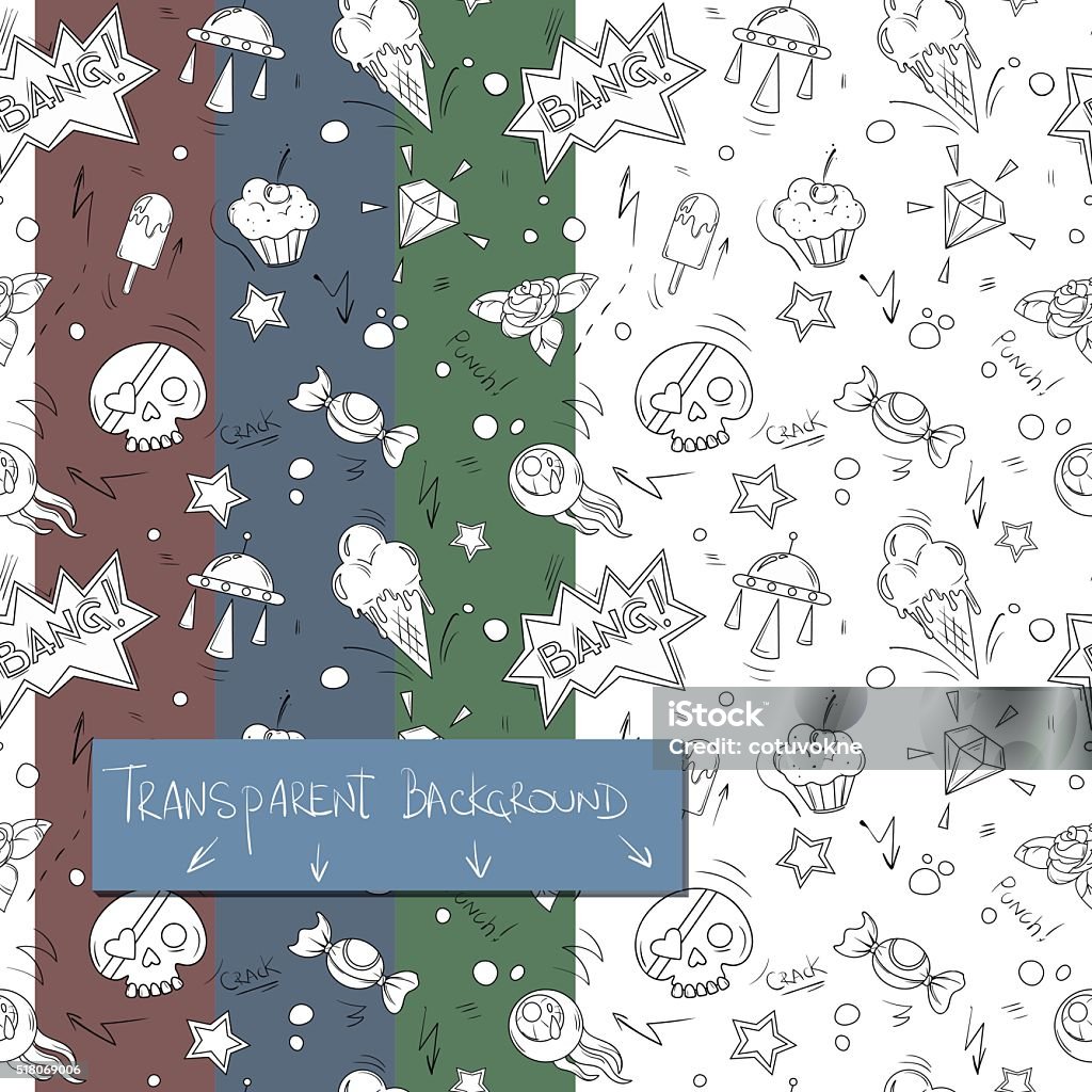 Random Patterns In Objects Doodle Random Objects Transparent Pattern Stock Illustration - Download ...