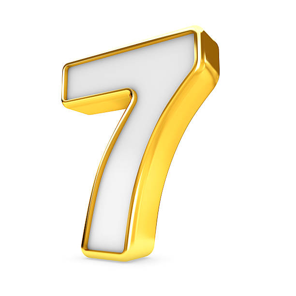 istock 3d gold - white number 7 seven isolated white background. 518070076