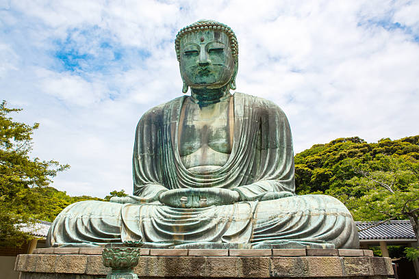 The Great Buddha of Kamakura, Japan. Kamakura, Japan - May 24, 2015: Entrance in Kotokuin Temple, Kanagawa, Kamakura in Japan. kamakura city photos stock pictures, royalty-free photos & images