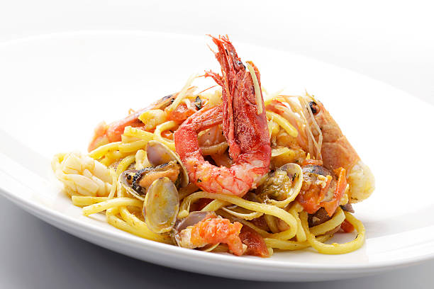 Spaghetti with ginger and sea delights