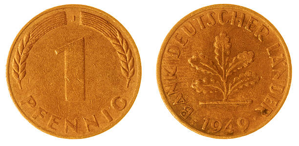 istock 1 pfennig 1949 coin isolated on white background, Germany 518088244