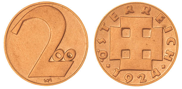 200 kronen 1924 coin isolated on white background, Austria
