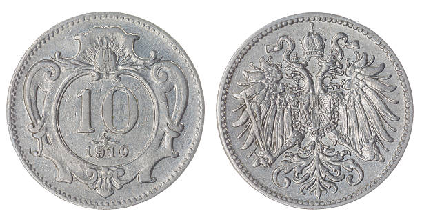 istock 10 heller 1910 coin isolated on white background, Austro-Hungari 518089112
