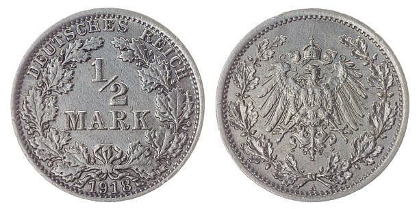 istock Half mark 1918 coin isolated on white background, Germany 518089876