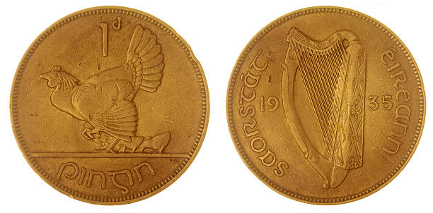 istock 1 penny 1935 coin isolated on white background, Ireland 518089952