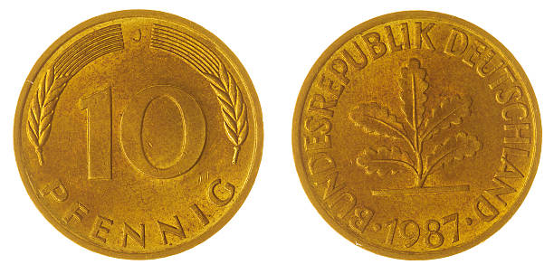 istock 10 pfennig 1987 coin isolated on white background, Germany 518090282