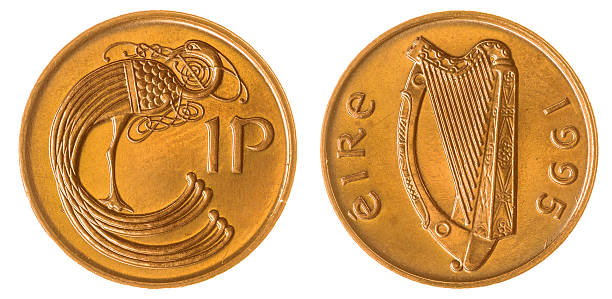 1 penny 1995 coin isolated on white background, Ireland