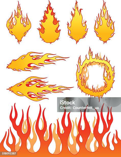 Fire Part Vector Set Of Vector Fire Elements Stock Illustration - Download Image Now ...