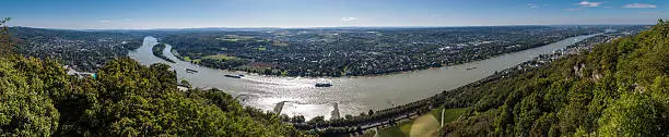 Panorama of Rhine valley from Drachenfels, Germany