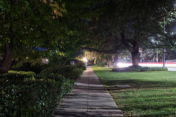 istock Residential street at night. 518093454